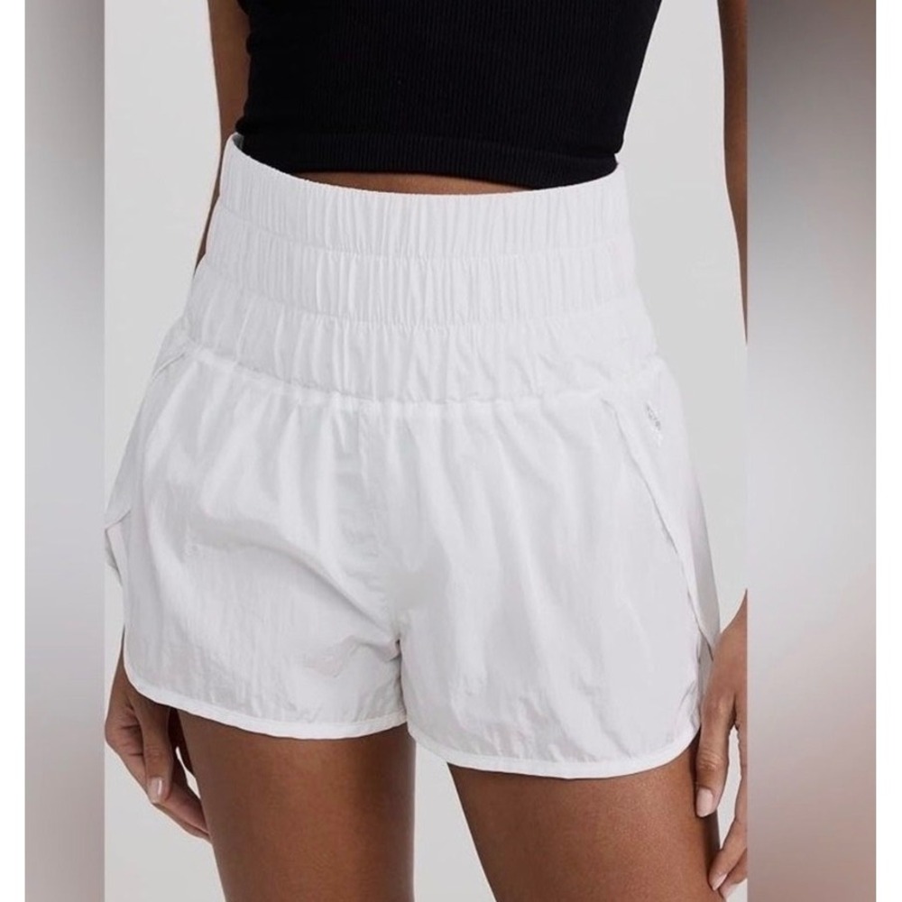 Free People FP Movement The Way Home Shorts White High Rise Smocked Waist Small